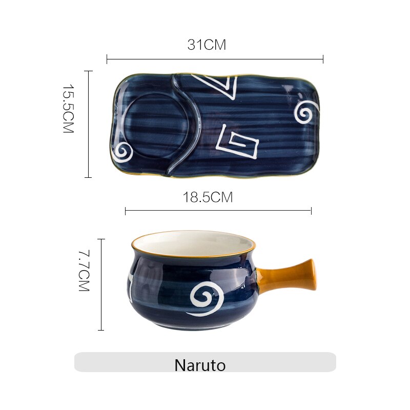 Japanse Ontbijt Keramische Servies Huishouden Serveren Gerechten Desserts Kommen Met Handgrepen Bone China Servies Diner Tafel Set: C