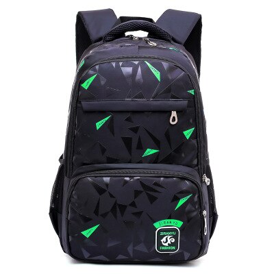 Jongens meisjes trolley schooltas bagage boekentassen waterdichte afneembare kinderschooltassen met 2/6 wielen trap kindertas: Zwarte groene rugzak