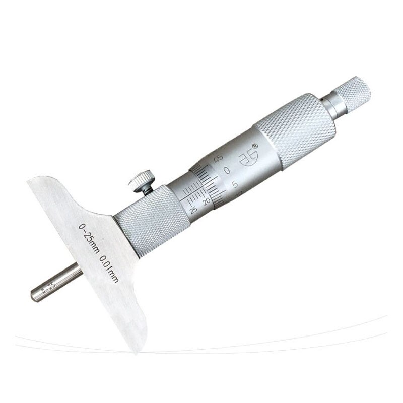 Djup mikrometer 0-25mm 0.01mm maskinist mikrometer mätare verktyg rostfritt stål metriska mikrometer mätare