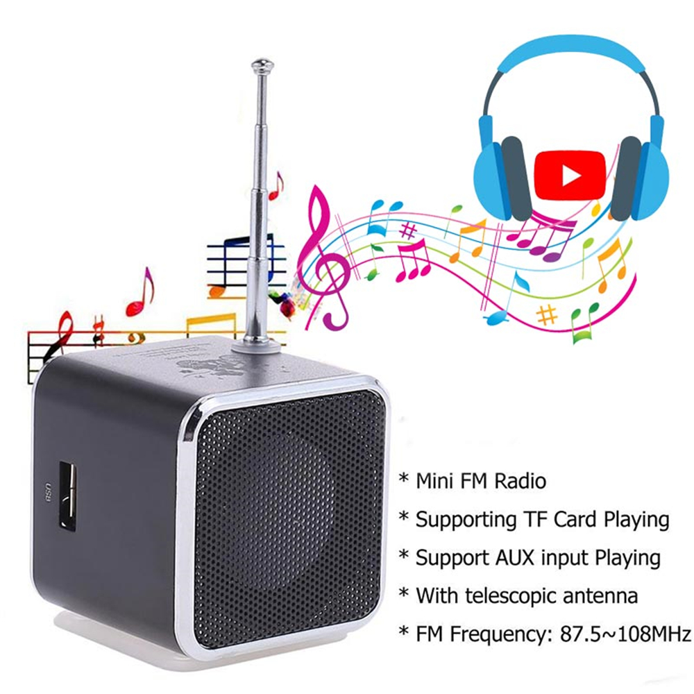 TD-V26 Mini draagbare geluidsluidspreker TF-kaart FM-radio AUX Stereo muziekspeler Bluetooth-luidspreker