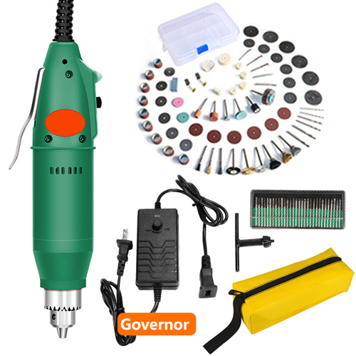 Mini taladro eléctrico de 110V/220V, herramienta rotativa de estilo Dremel con velocidad Variable positiva y negativa, herramientas eléctricas de molienda, bolígrafo grabador: Green-75PCS