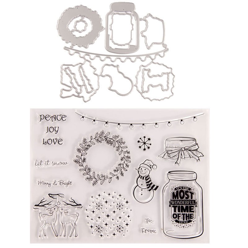 Julfrid glädje kärlek silikon klar genomskinlig stämpel och skärformar scrapbooking stämplar med dies
