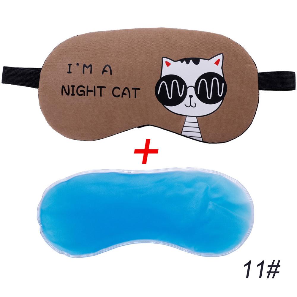 Schlaf Augen Maske Nette Katze Karikatur Hilfe Komfortable Eis Kompresse Gel Reise Schlaf-Rest-auge Schatten Abdeckung Augenbinde: 11 mit IceGel-Braun