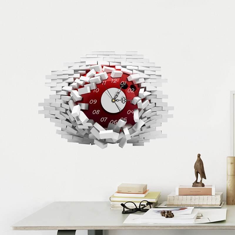 Vista 3D orologio da parete pallone da calcio calcio adesivi murali fai da te sfondo soggiorno camera da letto decorazione adesivi autoadesivi