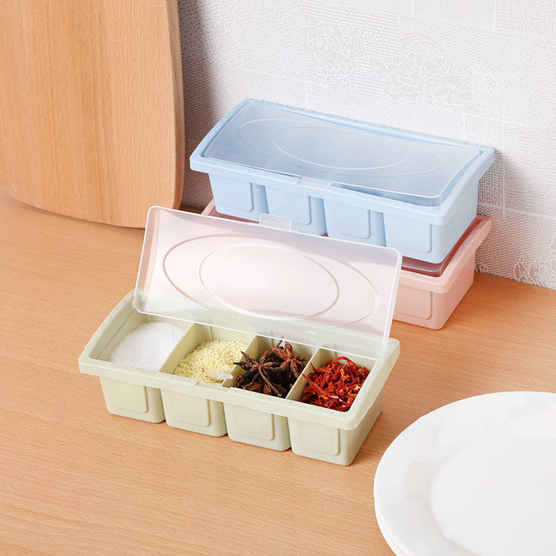 Eco-friendly Plastic Seasoning Box Sugar Pepper Salt Cans Herb Spice Containers Kitchen Tools 21.5*9.6*5.8 cm