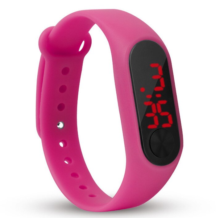 Reloj Led deportivo para niños, Reloj Digital para hombres y mujeres, pulsera de poliuretano para niños, Reloj electrónico para niños y niñas Reloj Digital Reloj Nino: rose red