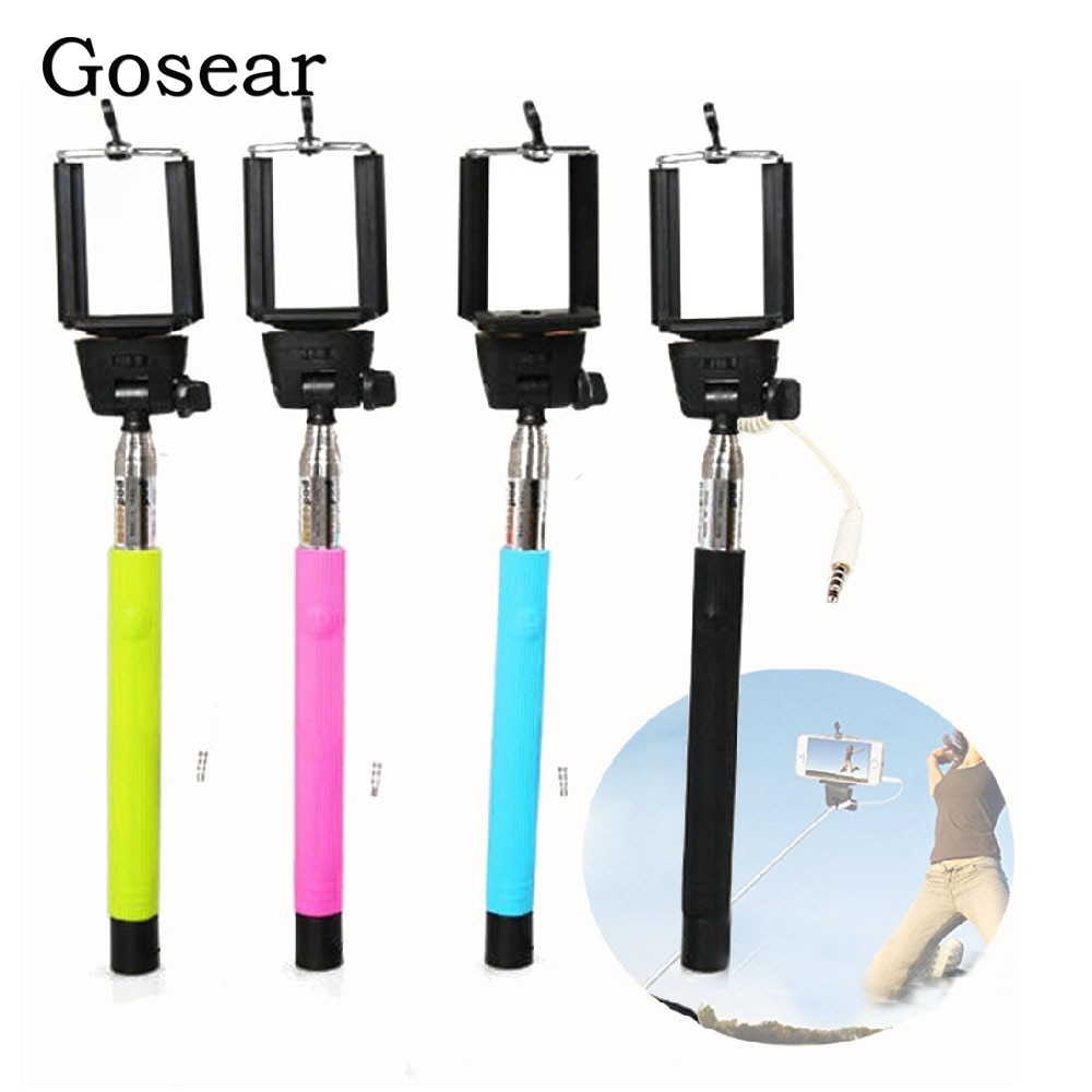Gosear, palo Selfie para cámara con cable, monopié de mano para iPhone 7, 6, 6S Plus, Samsung Galaxy S8, S7, S6, Xiaomi, mi 5, Huawei
