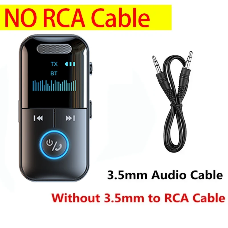 VIKEFON Bluetooth 5.4 Receiver Transmitter 3.5mm AUX TF Card Playback HiFi Wireless Audio Adapter With Mic LED Digital Display: black