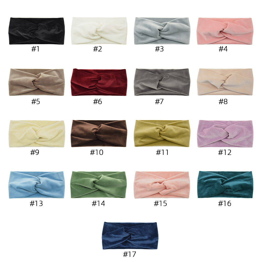 Vinter enkelt korsbånd for kvinner håndlaget ensfarget elastisk knute turban bandasje yoga hårtilbehør