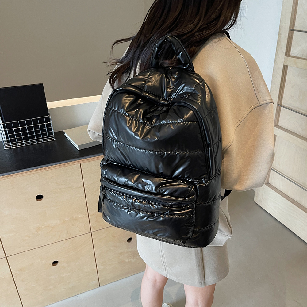 Stevige Dons Knapzak Met Grote Capaciteit Gewatteerde Rugzak Tienerstudent Schooltas Met Meerdere Zakken Puffer Katoenen Veelzijdige Boekentas