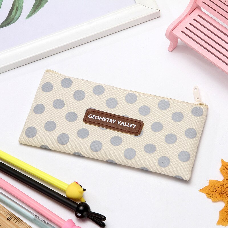 1pcs Canvas Geometric Pencil Case School Color Cute Kawaii Simple Striped Grid Solid Pencil Bag Pouch Students Office Supplies: 292