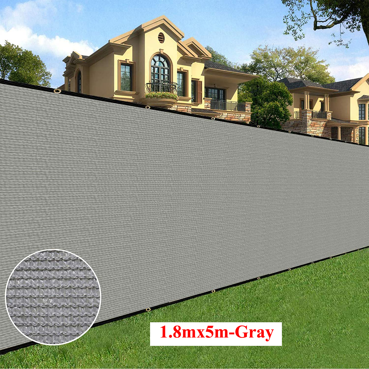 Gray Fence Privacy Screen Windscreen- Heavy Duty Fencing Mesh Shade Net Cover for Wall Garden Yard Backyard- Zip Ties Include