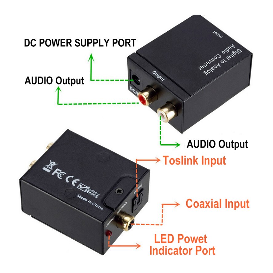 Digital to Analog Audio Converter Digital Optical CoaxCoaxialToslink to Analog RCA L/R Audio Converter Adapter Amplifier