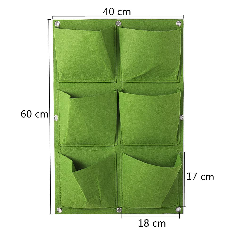 6 Pockets Grow Bag Vertical Hanging Garden Planter Flower Pots Layout Waterproof Wall Mount Hanging Flowerpot Bag 1 Pc