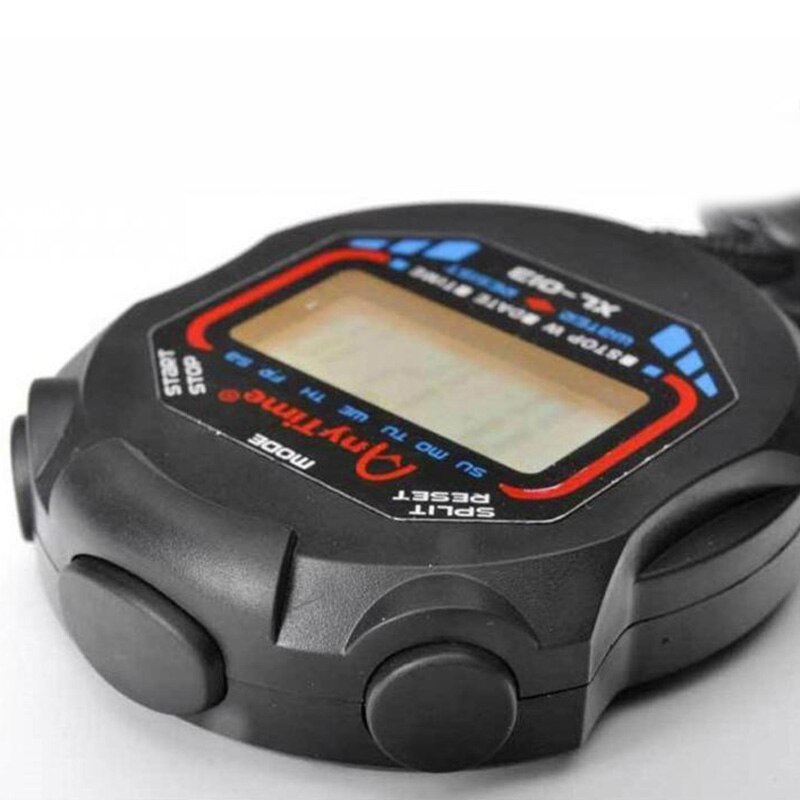 Classic Digital Handheld LCD Chronograph Sports Stopwatch Timer Stop Watch with string Button battery convenient: Default Title
