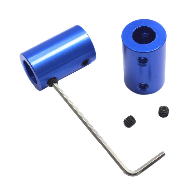 4pcs Blue Motor Jaw Shaft Coupler Shaft Rigid Motor Wheel Coupling Coupler Aluminum alloy Casing With Screw & Spanner