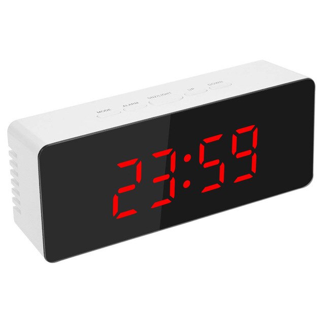 7 Inch Digital Alarm Clock Curved Dimmable Led Electronic Digital Desktop Clock For Kids Bedroom Large Number Table Clock: Type3 Red