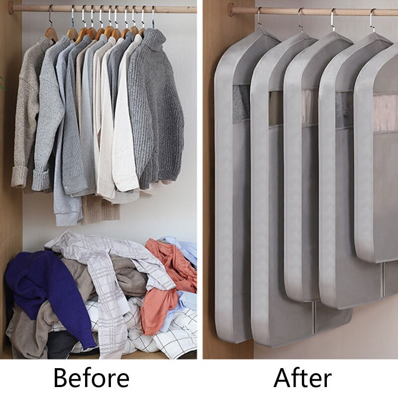 1PC Clothes Protector Breathable Transparent Suit Cover Wardrobe Storage Garment Bag Hanging Dustproof