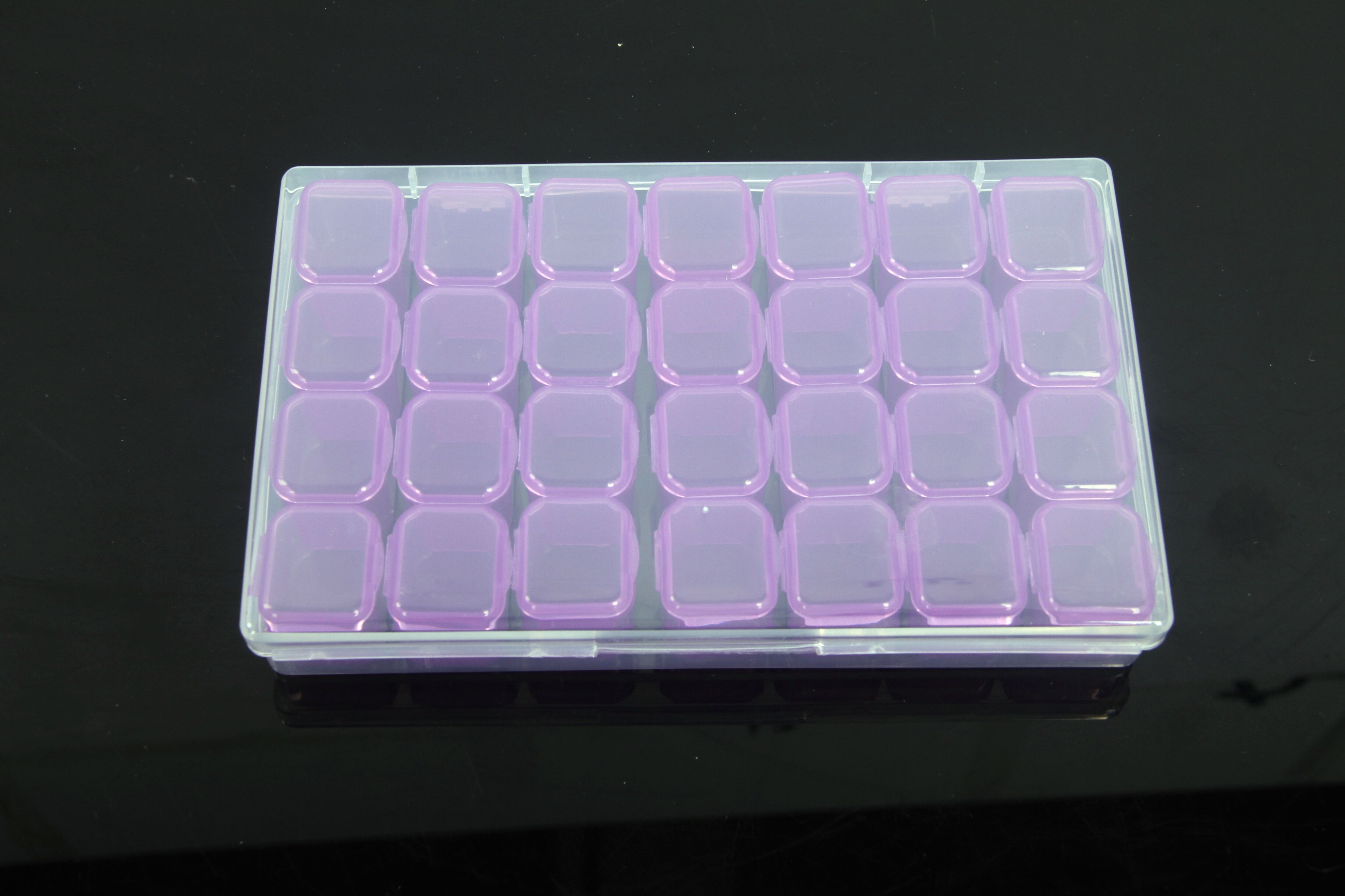 Caja de almacenamiento de perlas de plástico, organizador de cuentas, accesorios de pintura, bordado de diamantes, 28/56 ranuras: Chocolate