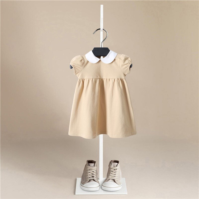 Katoenen Baby Jurken Leuke Zomer Meisjes Kleding Prinses Jurk Verjaardagsfeestje Voor 2-7Years Meisje Baby Peuter Meisjes Kleding: Khaki / 90cm