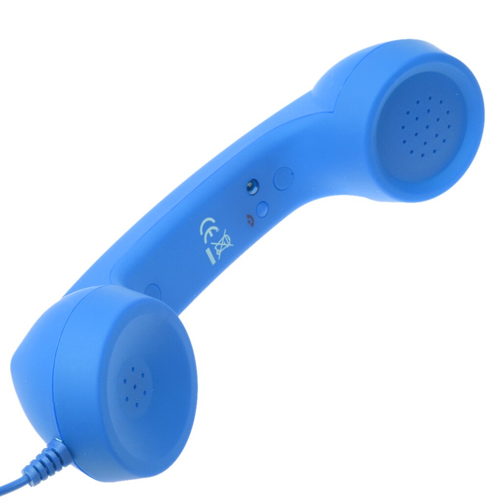 Auricular Retro clásico para teléfono, minimicrófono, altavoz, receptor de llamadas, color azul, 3,5mm