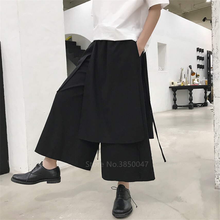 Pantalones bombachos japoneses para hombre, pantalón Vintage holgado para correr, pantalones cruzados Haori, pantalones de entrepierna, pantalones de camal ancho, disfraz de Samurai de talla grande