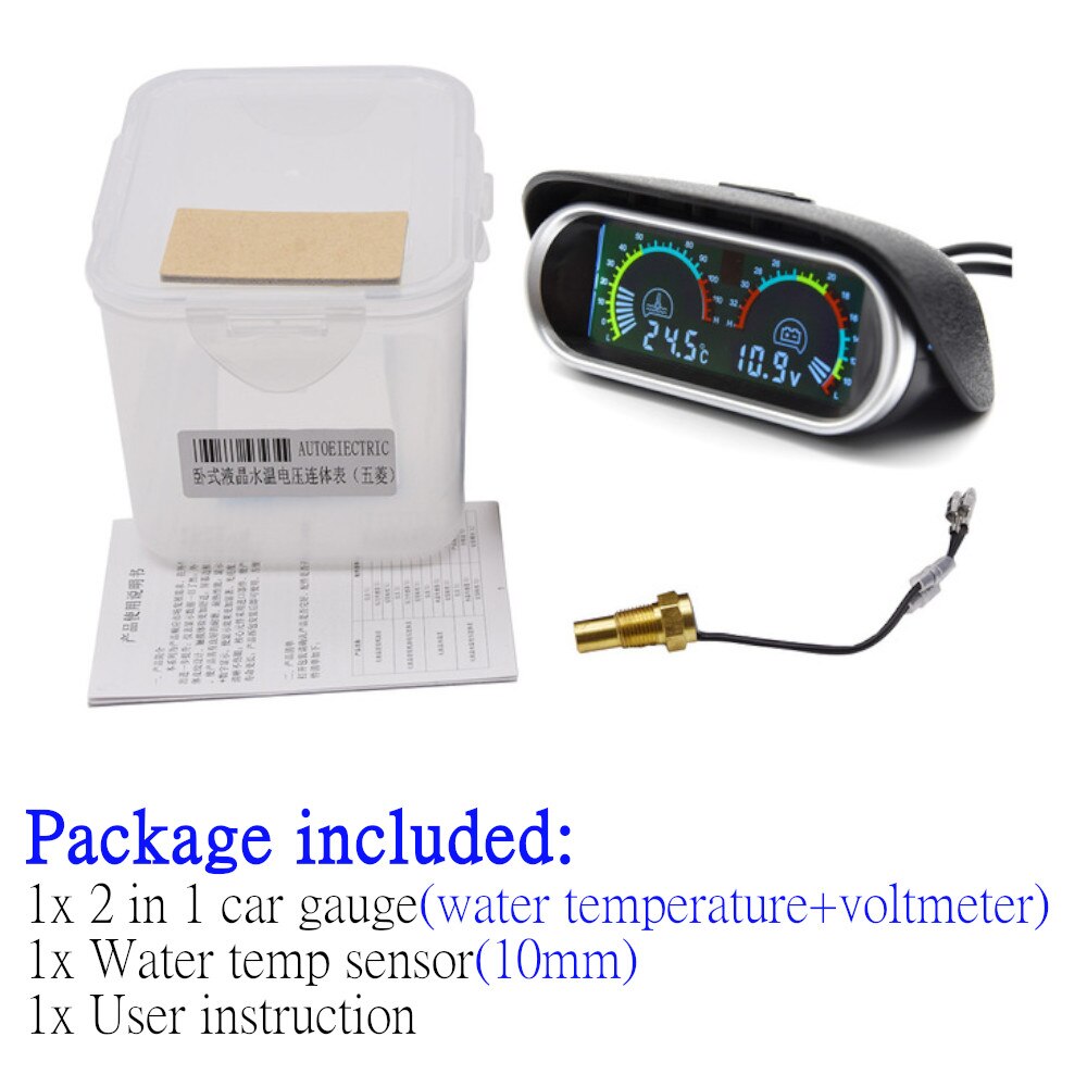 Uniwersalny 2 w 1 wskaźniki samochodowe cyfrowy miernik ciśnienia oleju + miernik temperatury wody z M10 czujnik temperatury pasuje robić 12V/24V samochód ciężarówka: 2 IN 1 Type1