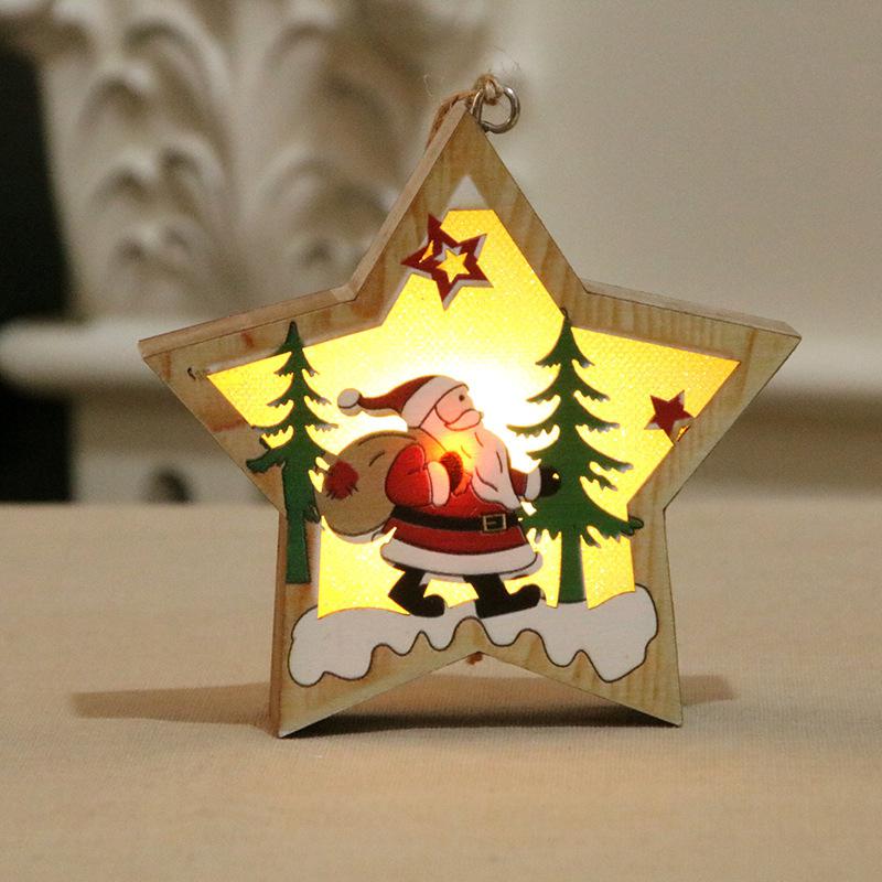 Glorystar jul xmas træ ornament træ glødende vedhæng dekoration rekvisitter: Stjerne julemanden