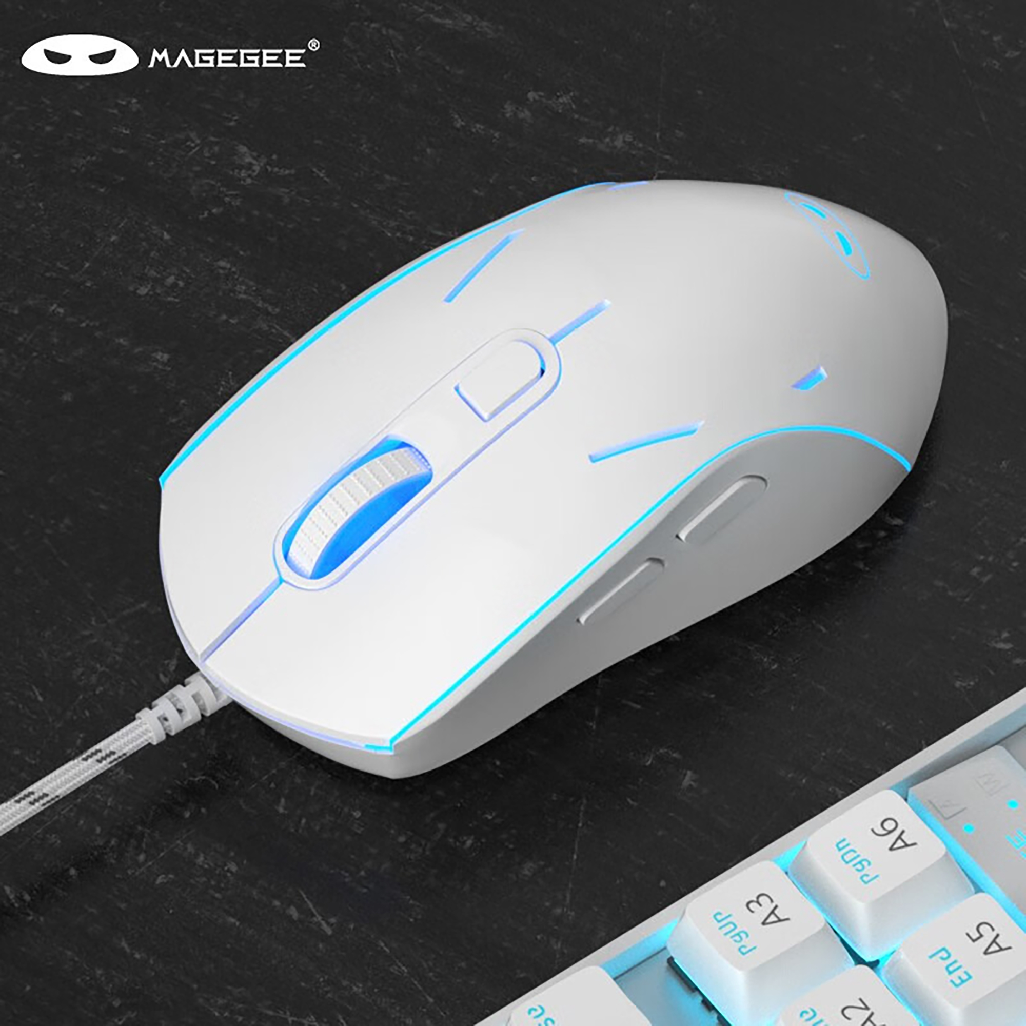 Ratón silencioso para juegos con cable MageGee G12, ratón retroiluminado con LED de respiración de 7 colores, ratón óptico ergonómico de 6 DPI ajustables para Windows
