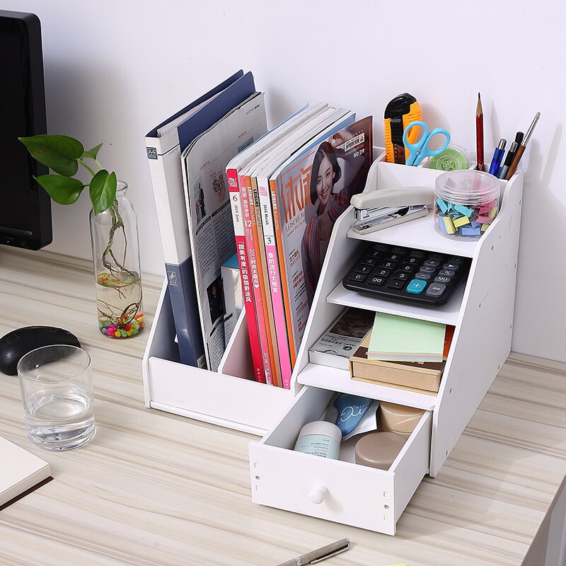 desk accessories file tray organizer Multi Use Stationery Organizer Box With Document File Book Stand Pen Holder Drawer Rack