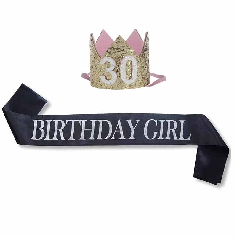 Tiara de princesa corona marco 18th 20th 21st 30th 40th 50th 16 18 21 30 40 50 años feliz de decoración para de cumpleaños: 30 years old