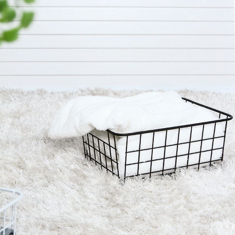 4Pcs Food Storage Box Clear Container Set with Household Iron Kitchen Bedroom Sundries Snack Storage Basket Black