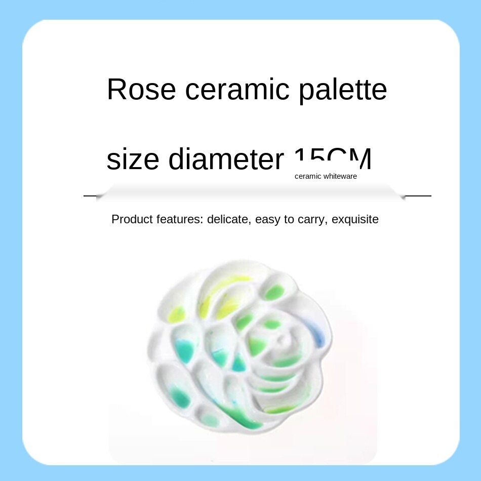 Paleta de cerámica de conchas, pintura china de acuarela, rosa, flor