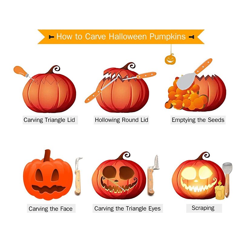 5Pcs Pumpkin Carving Kit,Stainless Steel Carve Sculpt Tools Set for Halloween Cutting Sculpting Tools