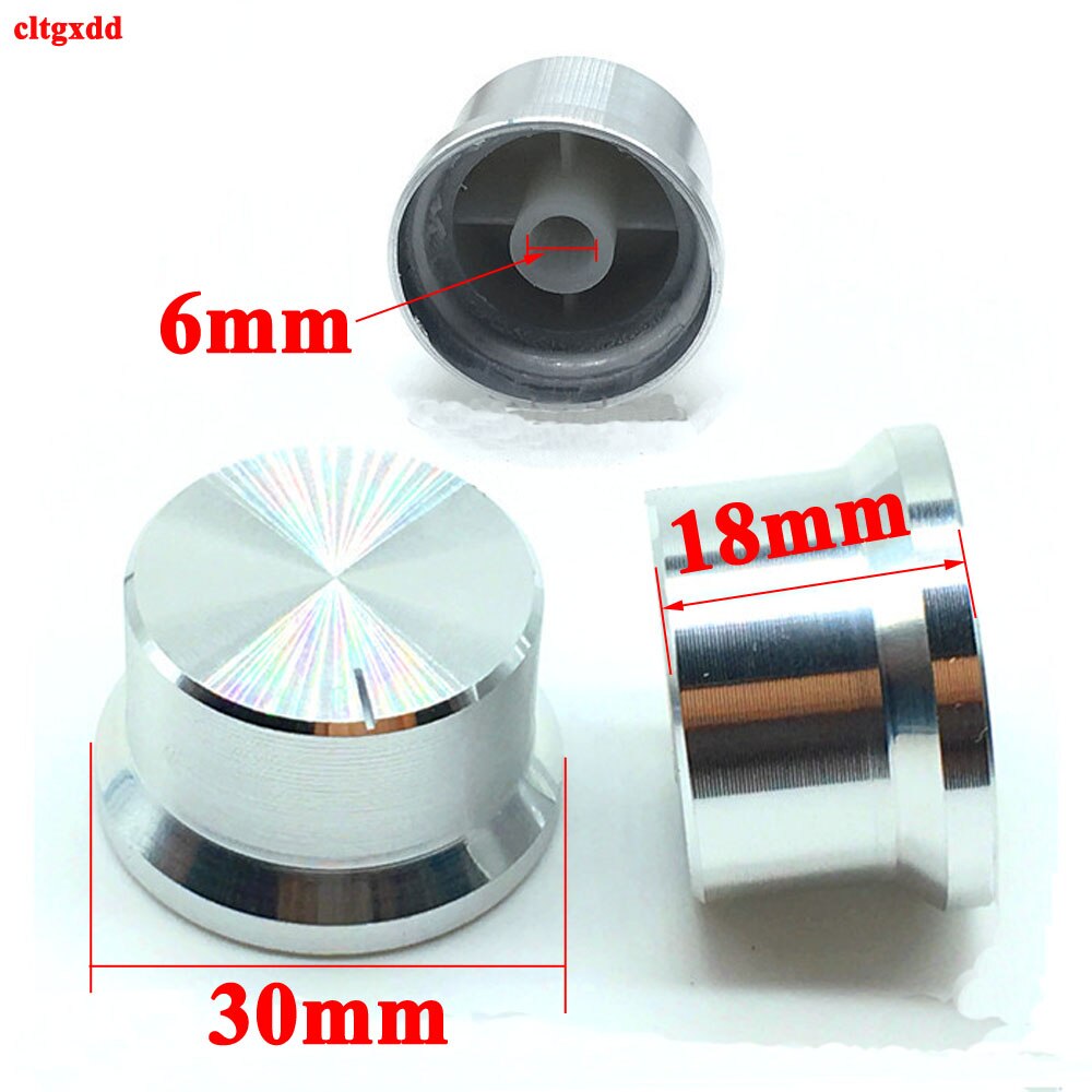 2pcs aluminum alloy switch cover rotary encoder potentiometer knob 30x18mm plum blossom type silver inner hole 6mm