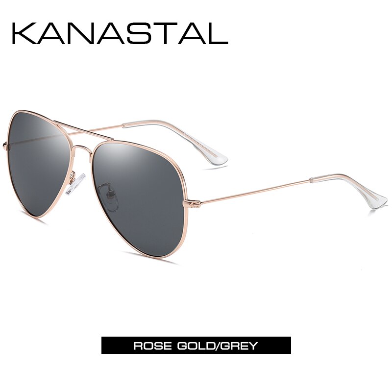 Luftfahrt Sonnenbrille Männer Frauen Nacht Vision Weibliche Polarisierte Sonne Gläser Für Fahren Pilot Twin Strahl Anti-Glare Brillen UV400: GoldGrey / With Package