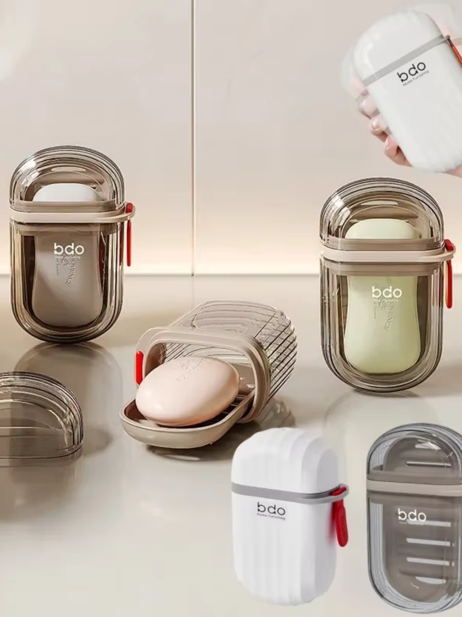 1/3PCS Draagbare Plastic Zeepkoffer voor Reiscontainer Schotel Lade Reizen Zeepbakje met Afvoer Draagbare Zeephouder met Cover