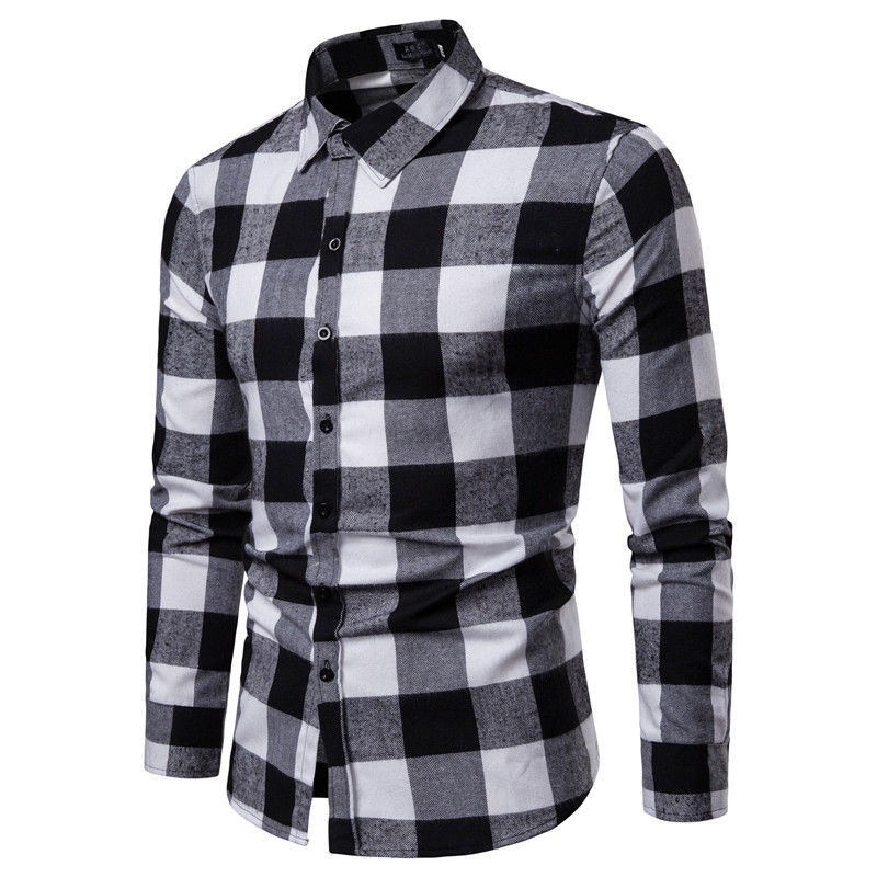 Meihuida forår herre plaid flannel skovhugger tartan ternet skjorte børstet bomuld fritidsskjorter streetwear