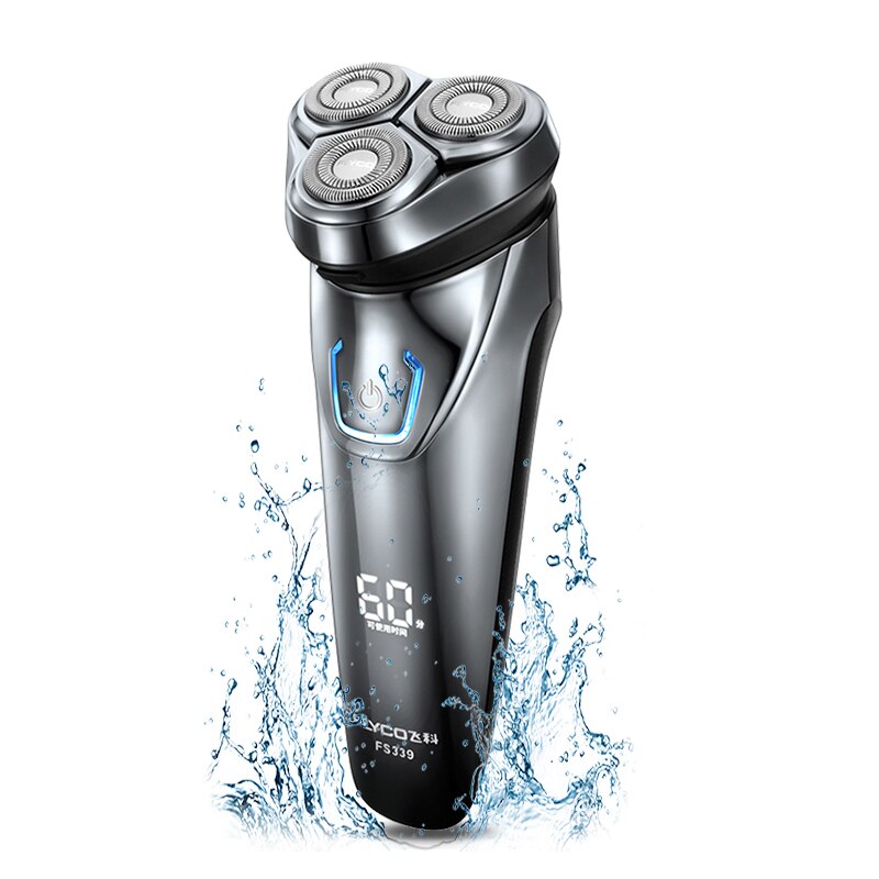 100% Original Flyco FS339 Electric Shaver Electric Razor Barbeador IPX7 Waterproof 1 Hour Rechargeable Washable Rotary for Men: UK Plug