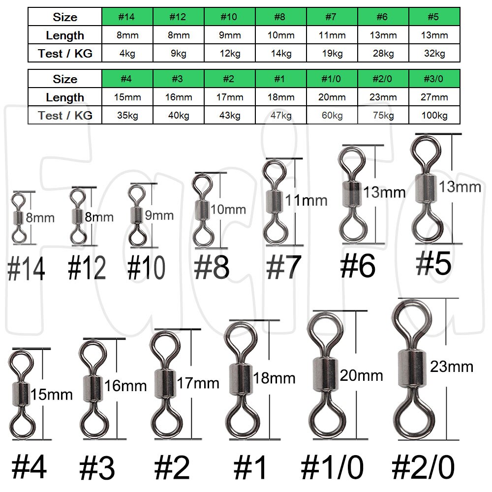 50 st lagerswivel fiskekoppling rostfritt stål karpfisketillbehör tackle snäppfiskkrok bete solid ring swivel