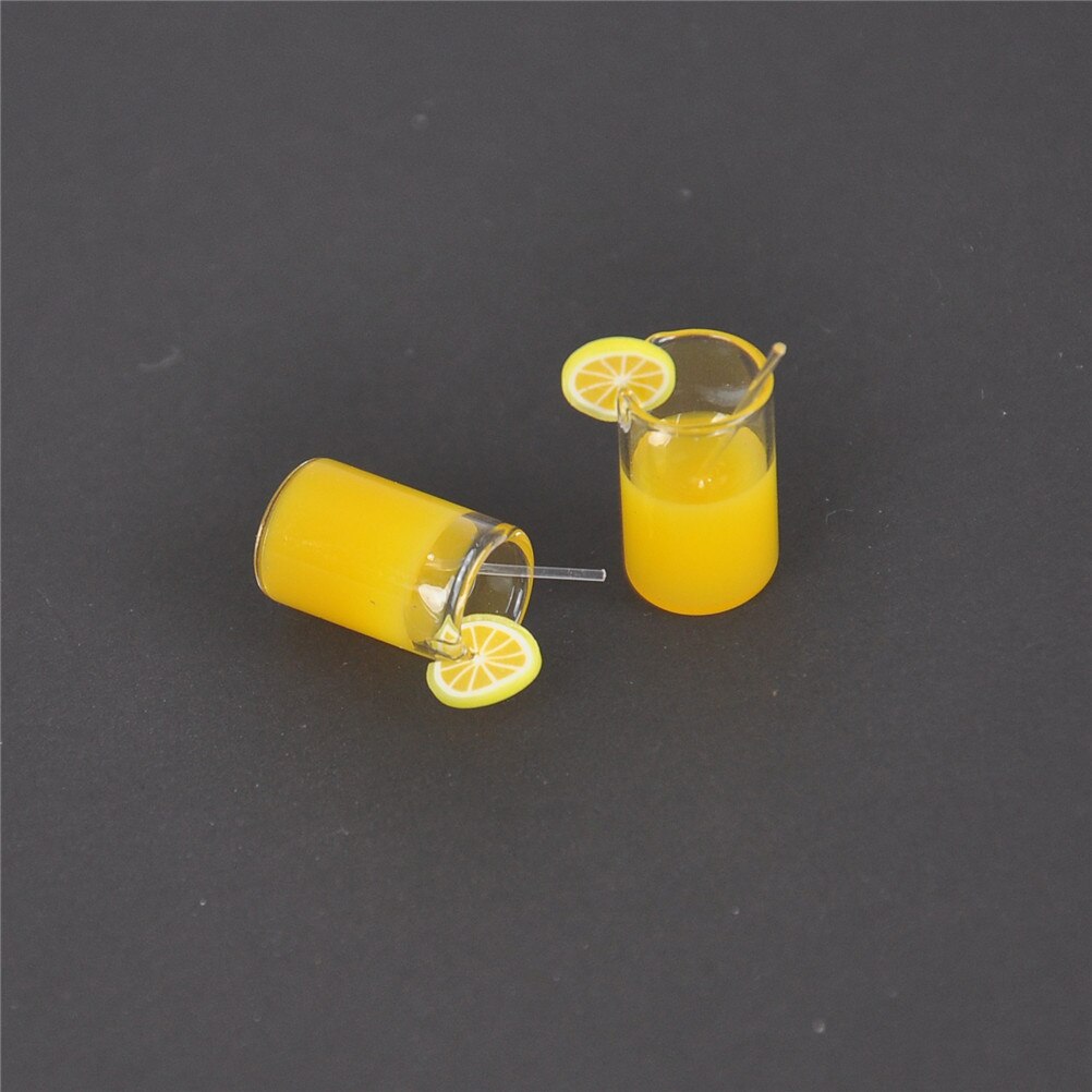 2 stks/partij Mini Hars Citroen Water Cup 1:12 Dollhouse Miniatuur Poppenhuis Accessoires Cups Speelgoed Mini Decoratie