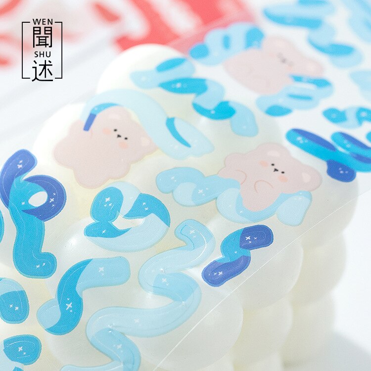 Kleurrijke lint beer stickers zelfklevende scrapbooking stickers decoratieve diy ambachtelijke stickers voor kunst ambachtelijke wenskaarten