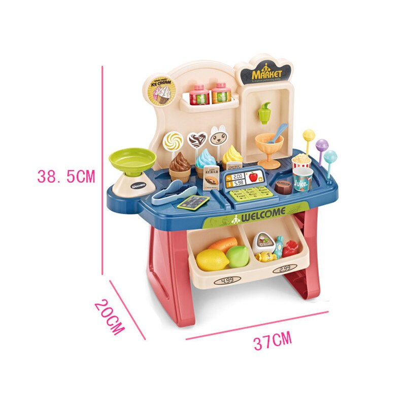 Kids Shopping Toys Mini Supermarket Toys Ice Cream and Candy Food Shop for Children Girl Games Pretend Play Groceries Toys