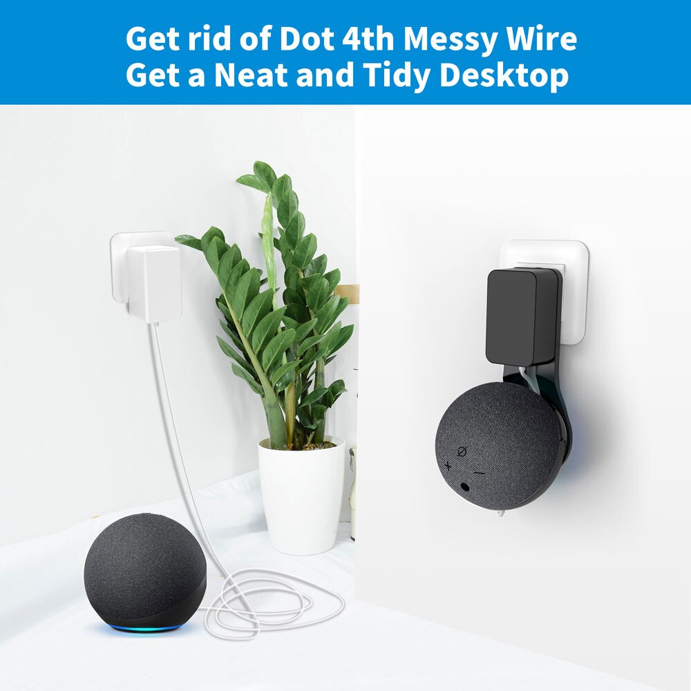 SOKUSIN Wall Mount Outlet For Alexa Echo Dot 4th Generation Save Space Hanger Speaker Accessories Stroage Cable Holder Stand
