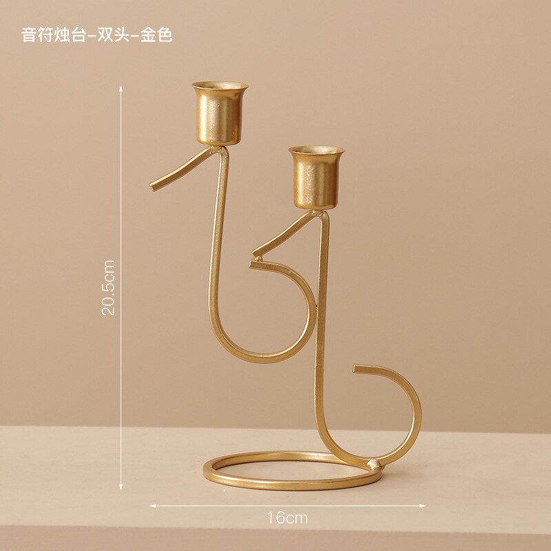 Lyx järn konst musik noter musik doft ljusstake ornament romantisk bröllop levande ljus middag modern: 2 topp gyllene