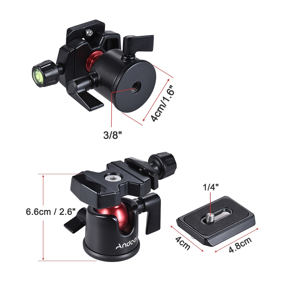 Andoer statyw mini piłka głowy 360 stopni obracanie panoramiczny Ballhead dla lustrzanka cyfrowa statyw Monopod akcesoria fotograficzne