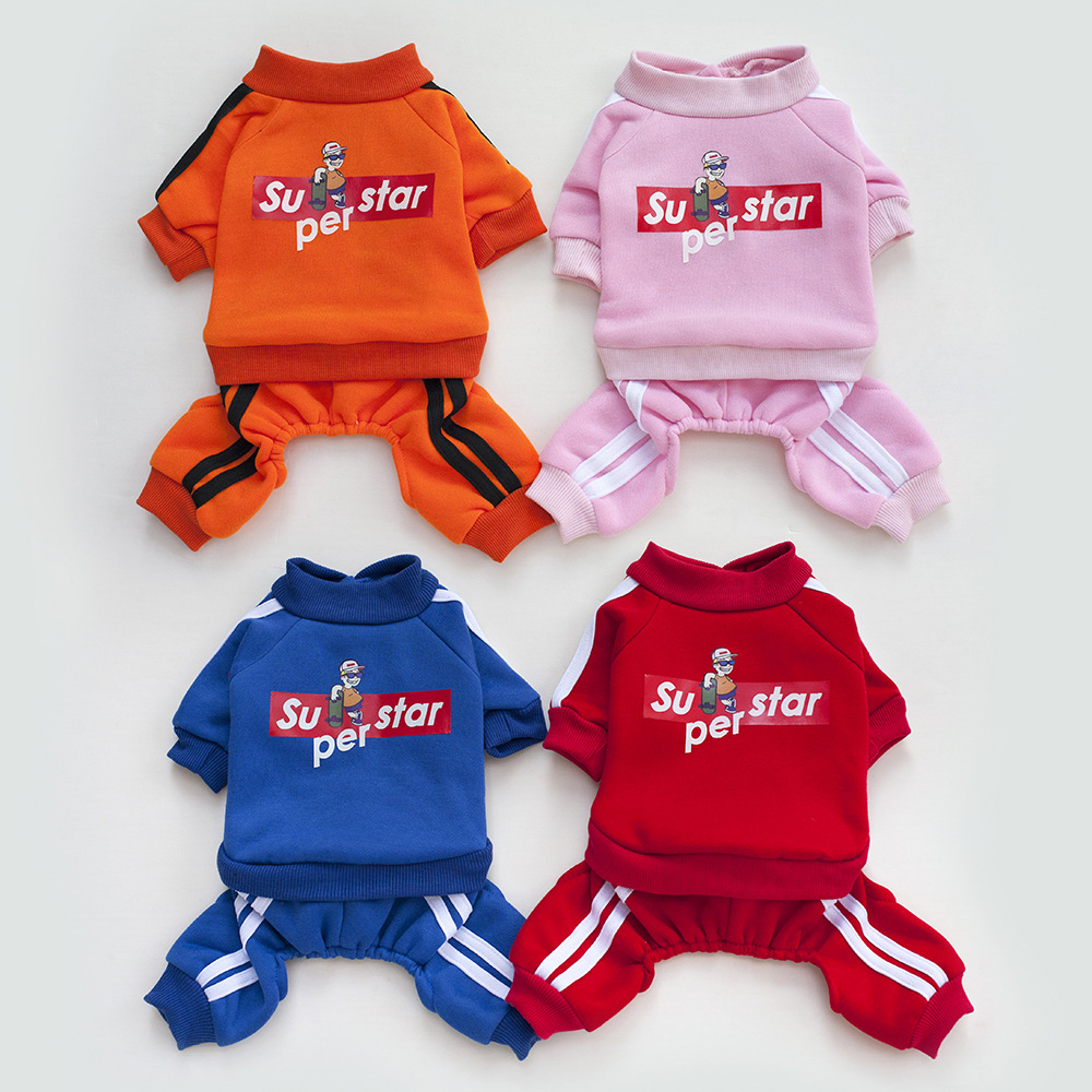 Pet Clothes for Dogs and Cats 4-Leg Hoodie Coat Pet Vest Puppy Clothes Print Apparel 5 Sizes Dog Clothes Dog Accessories