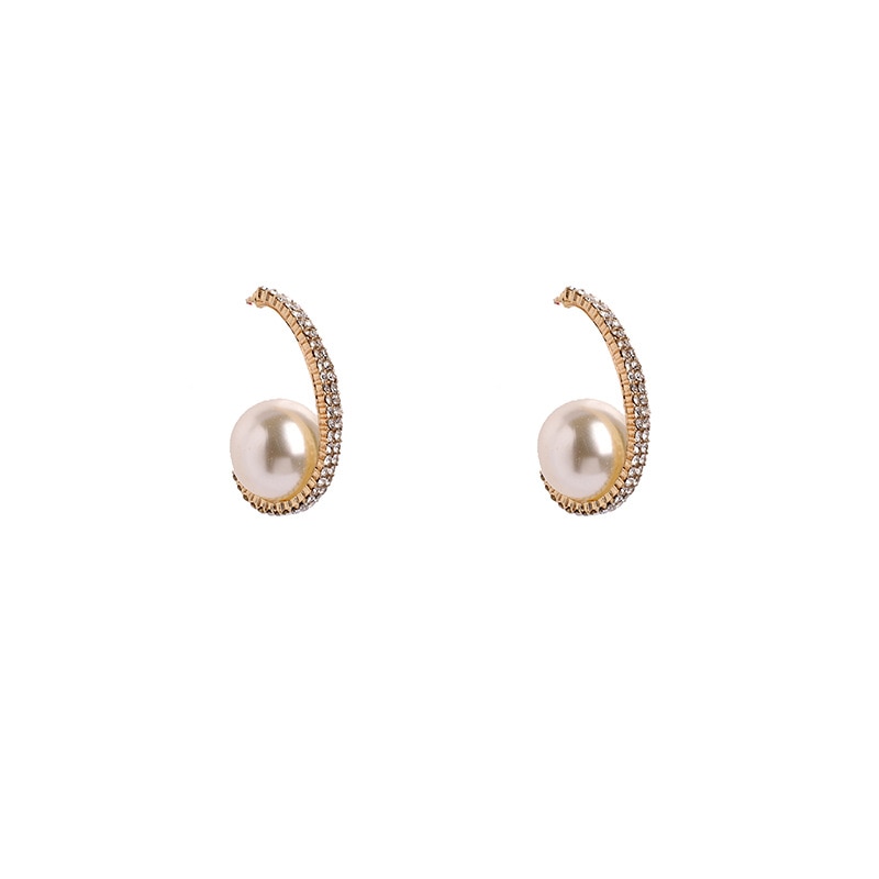 Arc Pearl Earrings Bohemian Earrings Simulated-pearl Trendy Round Women Dangle Earrings