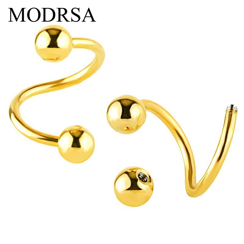 MODRSA – anneau de nez en forme de S, en acier inoxydable, spirale torsadé, Tragus, Piercing, Helix, bijoux pour le corps, Oreja, 2 pièces