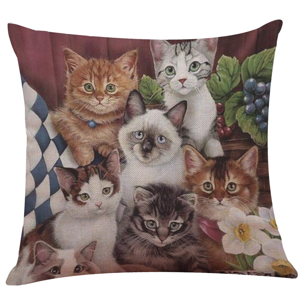 Mignon chat impression housse de coussin Kissen oreillers décoratifs pour canapé-lit maison taie d'oreiller Cojines Decorativos Para Sofá: B